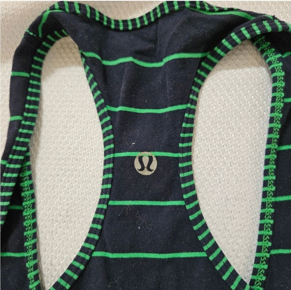 Lululemon Navy and Green Striped Tank Size Small - Picture 4 of 4